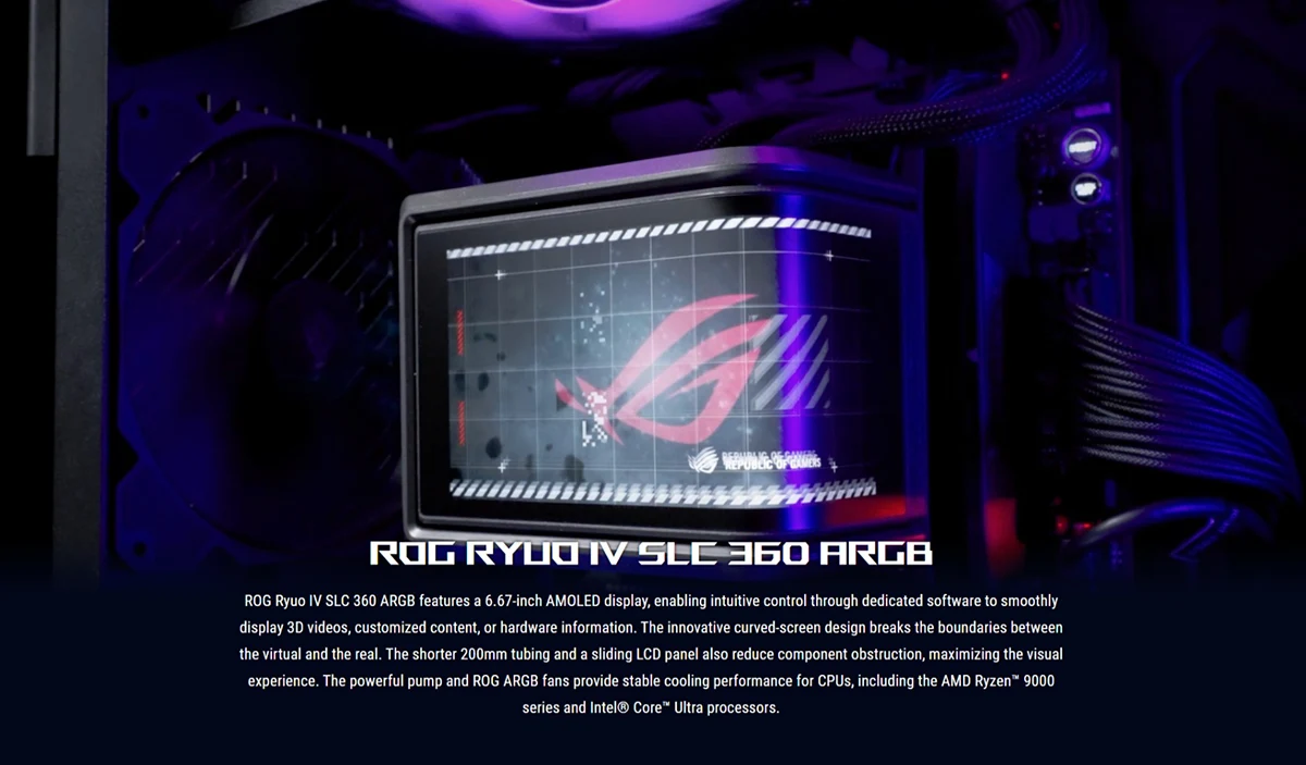 ASUS ROG Ryuo IV SLC 360 ARGB 360mm All-in-One Liquid CPU Cooler with 6.67-inch AMOLED Display Price in BD